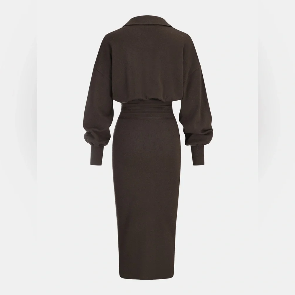 Commense Cinched
Waist Knit Shirt Dress - Picture 2 of 4